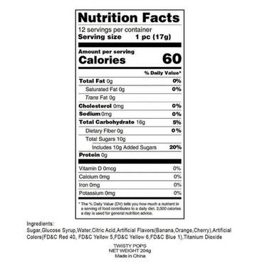 Unicorn Pops Nutrition Facts - Ingredients